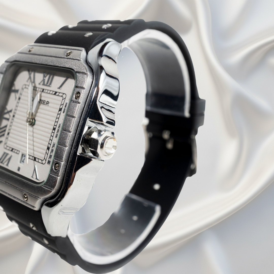 Cartier Santos Acero con Correa Negra™