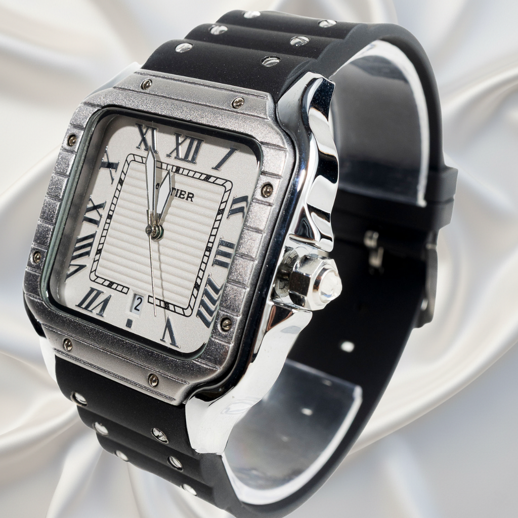 Cartier Santos Acero con Correa Negra™
